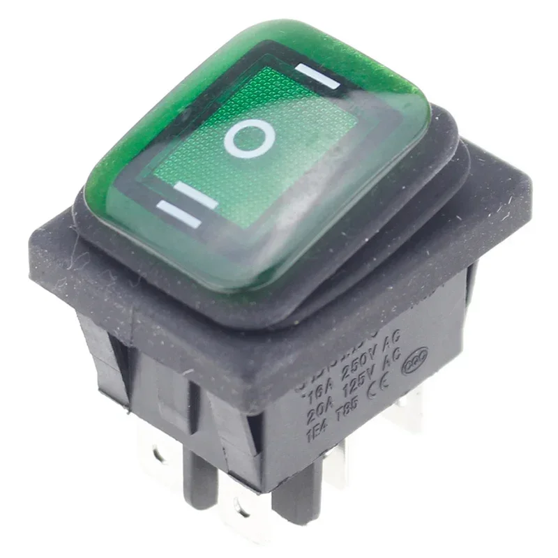 1pcs on off on 12V/220V Heavy Duty 6 pin DPDT IP67 Waterproof Auto Boat Marine Toggle Rocker Switch with LED 12V 220V 27x22mm