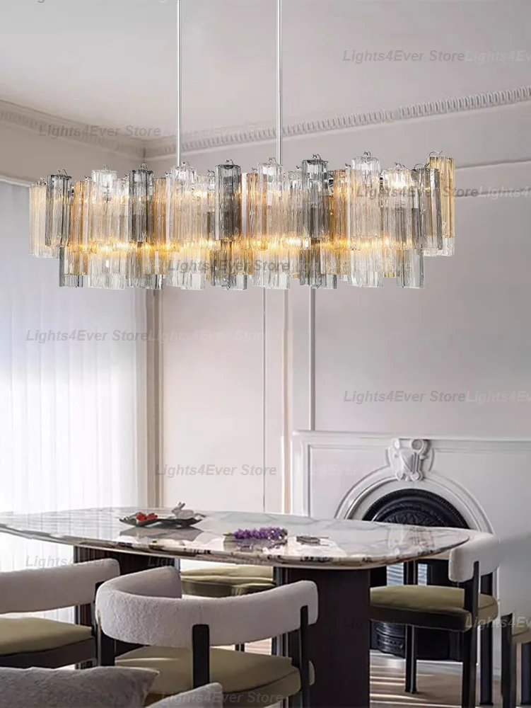 Modern Luxury Amber Glass 1030 Chandelier Elegant Home-applicants LED E14 Dimmable Lighting For Dining Room Table Island