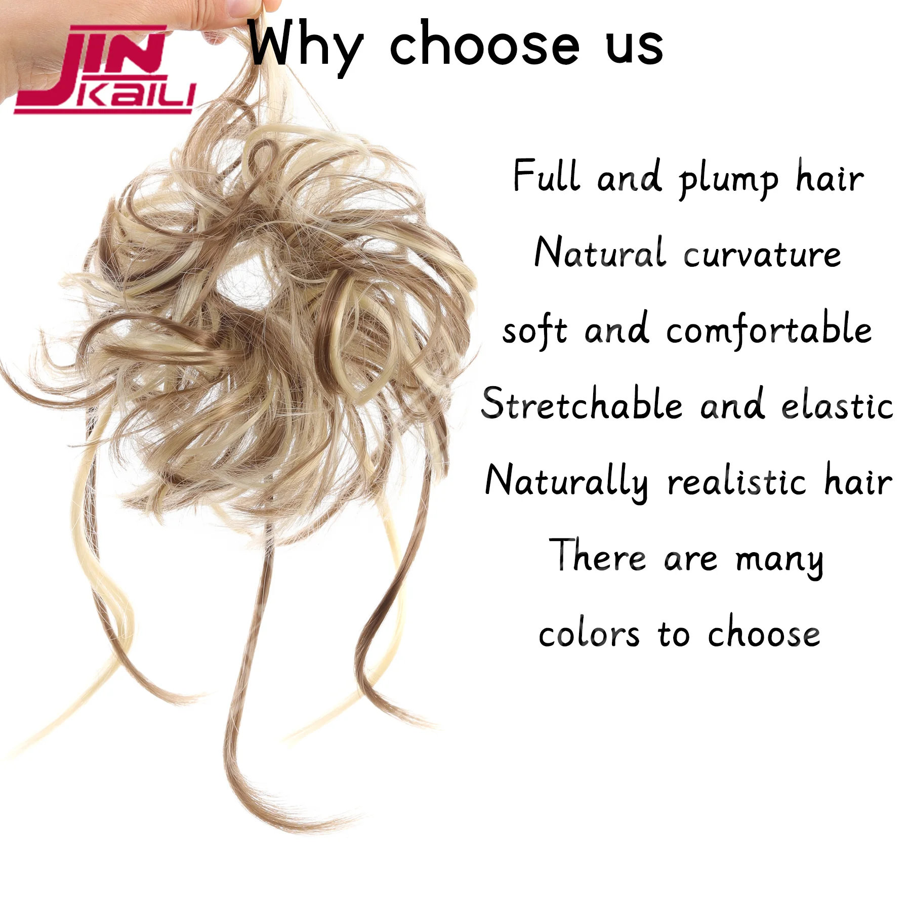 JKL Synthetic Elegant Messy Curly Elastic Rubber Band Hair Bun Fluffy Easy to Style Suitable for Daily Use braided hair bun