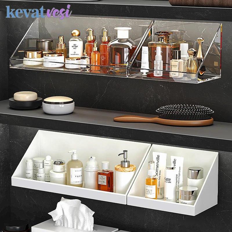 Cabinet Cosmetic Storage Box Wall Mounted Storage Rack Lipstick Jewelry Storage Shelf Rack Makeup Holder Case Bathroom Organizer