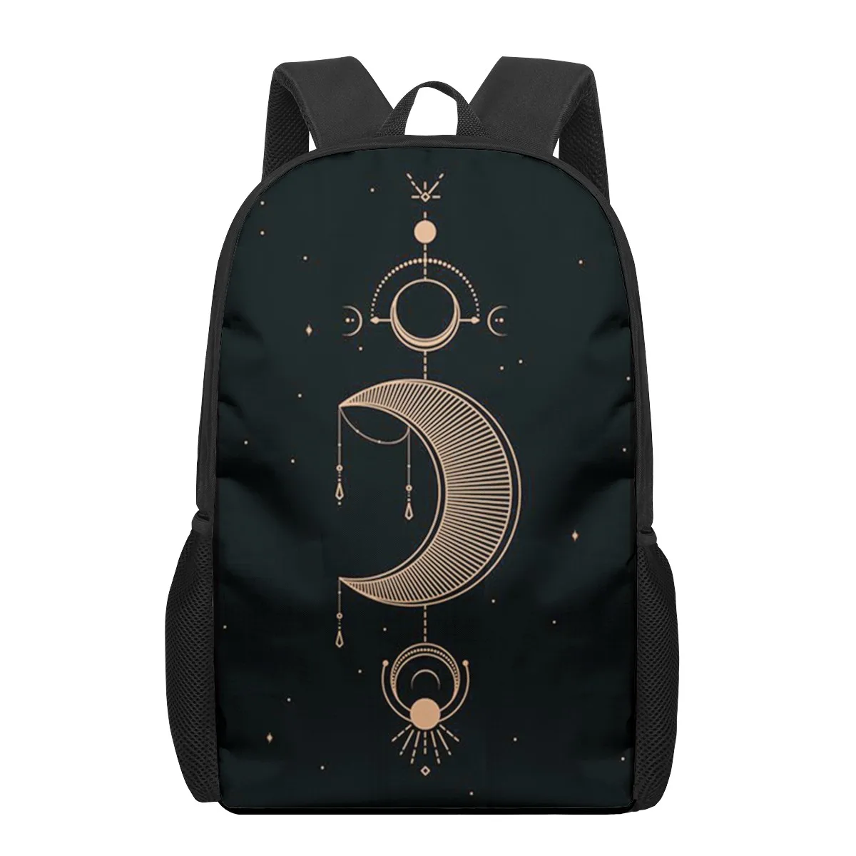 Dark Gold Art Eye Moon Stars 3D Print Book Bags Back School Bag Gift for Boys Girls Kids Backpack Stylish Elementary Children