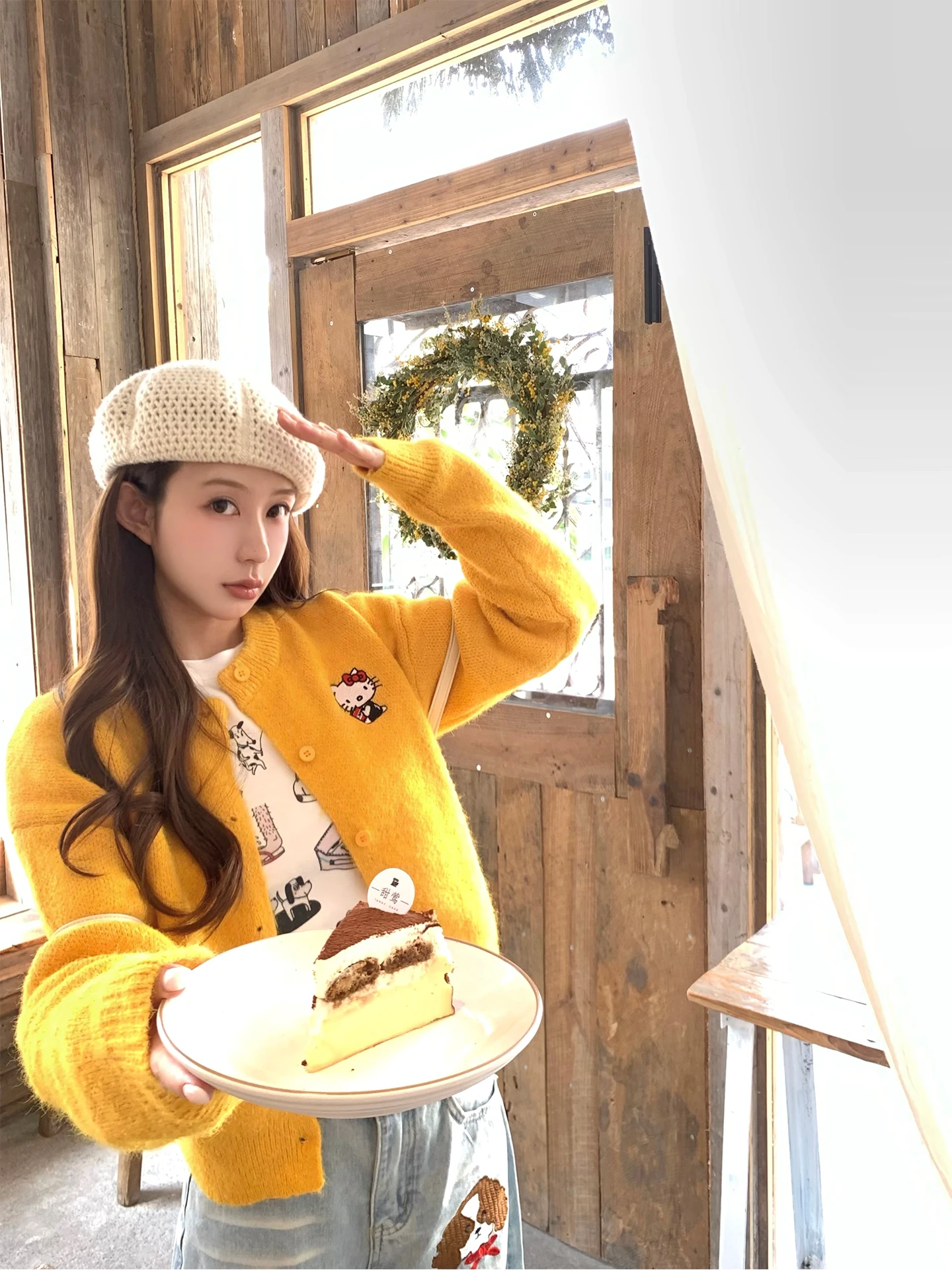 

Xueke Yellow Kit Open Cardigan Women's Autumn Winter Soft Skin-friendly Casual Slimming Top Leisure Aosphere Sense