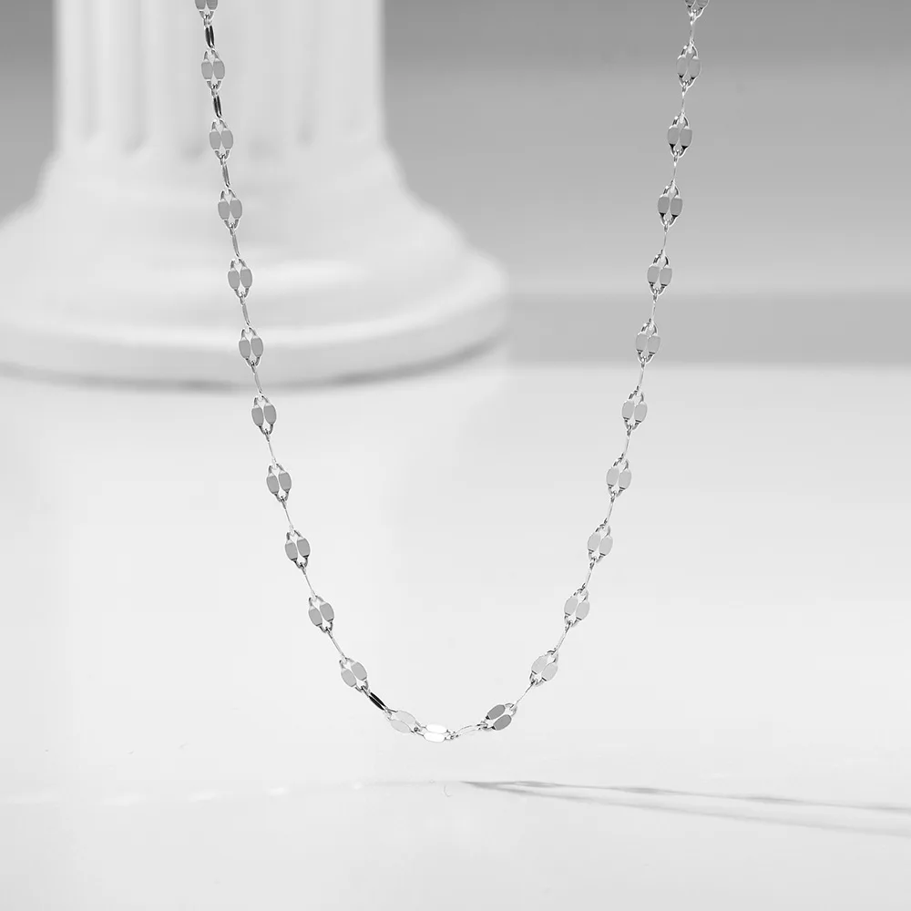 Withered S925 Silver Plated 18k Gold Tile Plain Chain Necklace For Women's Versatile Collarbone Chain