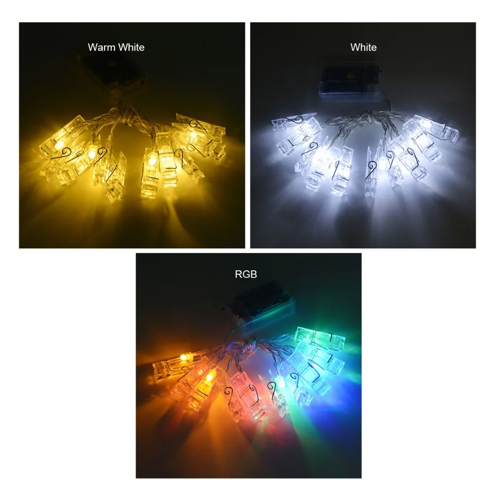 1M 2M Photo Clips String Lights Christmas Fairy Lights Battery-operated Garland Hanging Picture Cards Holder Holiday Lamp Decor