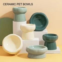 Cat High Foot Ceramics Bowls Small Medium Dog Food Water Feeder Pet Drinking Eating Dishes Cats Puppy Elevated Feeding Bowl