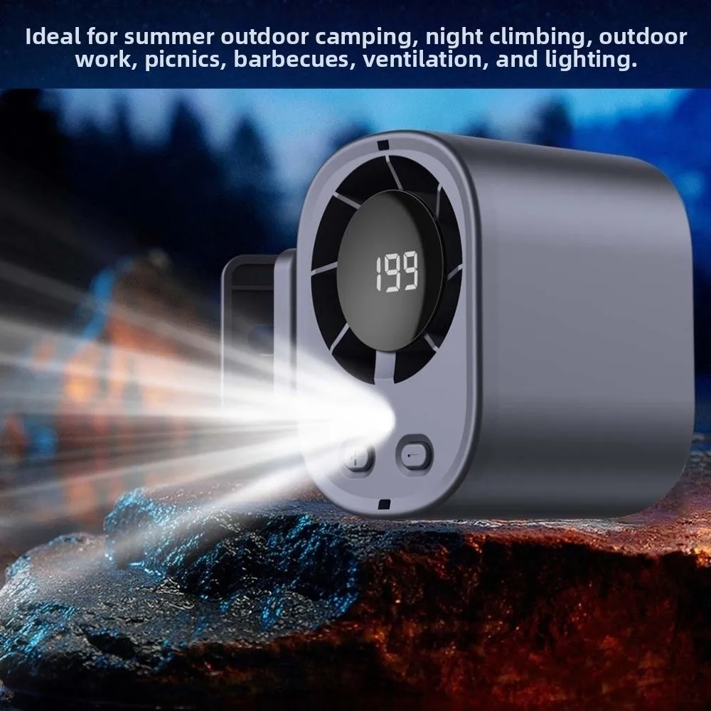 High Speed Waist Fan LED Display Rechargeable Clip on Fan Brushless Motor Type-C Port Stroller Fan for 3.7V/1800mAh