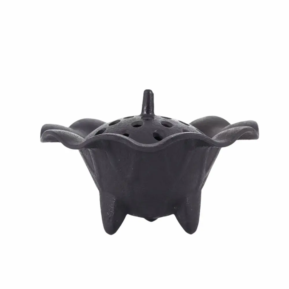 Mini Cast Iron Cone Incense Burner Creative Heat Resistance Cast Iron Incense Burner Tripod Lotus Shaped Peaceful Mind