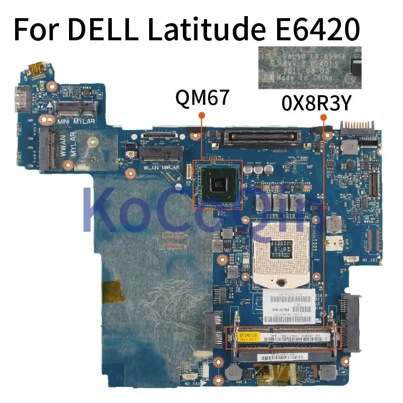 

LA-6591P LA-6594P For DELL Latitude E6420 Notebook Mainboard 07TR3J 00GKCM 0R8YKG 02HT86 QM67 UMA Laptop Motherboard Full Tested