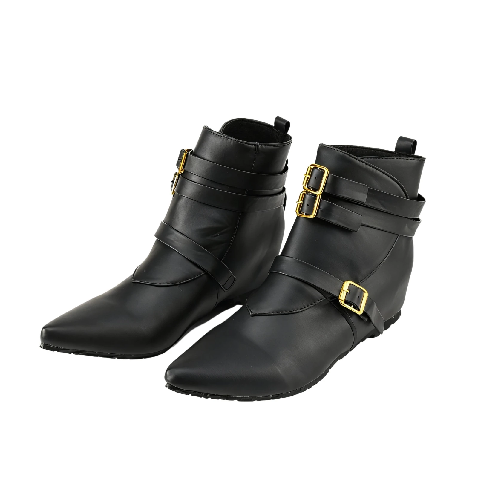 Men's Pointed Toe Renaissance Medieval Cosplay Boots, Vintage Pirate Viking Stage Shoes