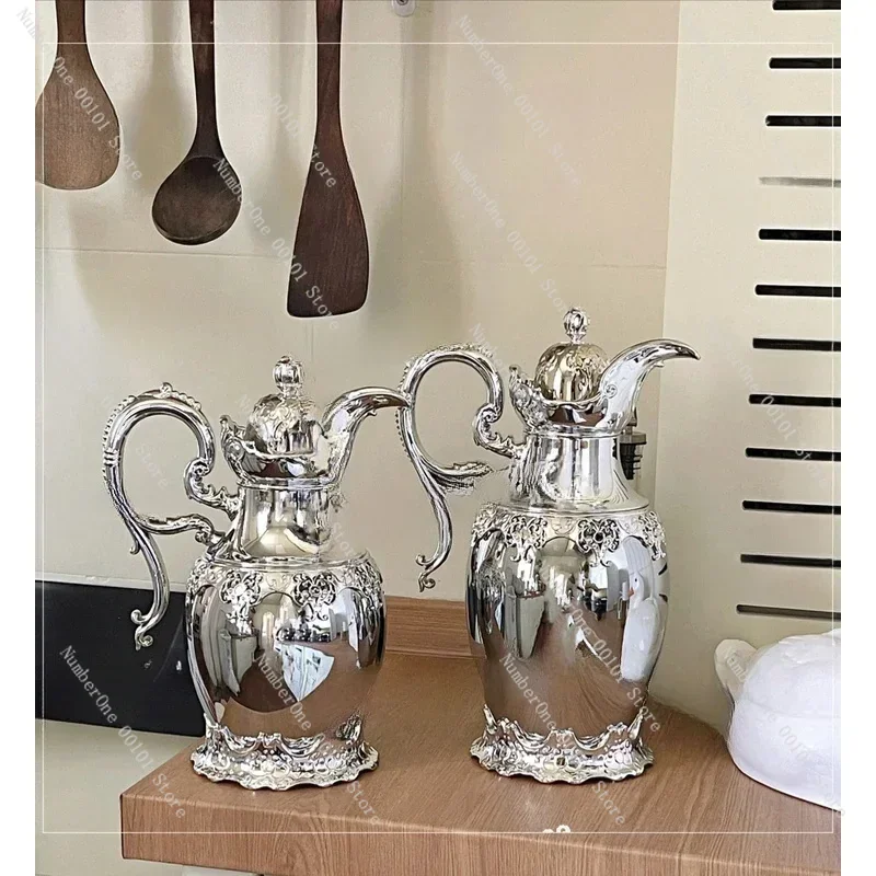 

Medieval Niche Court Style Advanced Silver Retro Household Thermal Insulation Kettle