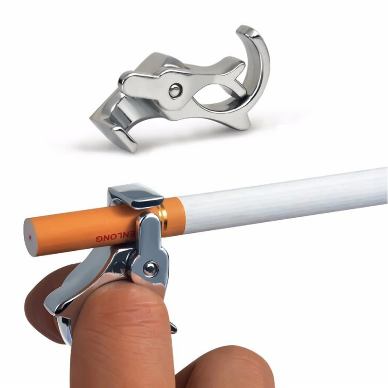 PERFECT Metal Finger Cigarette Holder Ring Hands Free Smoking Clip for Men Women Drivers Gamers Smoking Supplies Gift