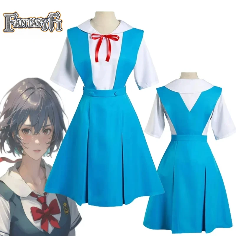 

Ayanami Rei Anime Cosplay Costumes Wig Dress School Uniform Halloween Carnival Party Black White Socks Skirt Suit New Evangelion