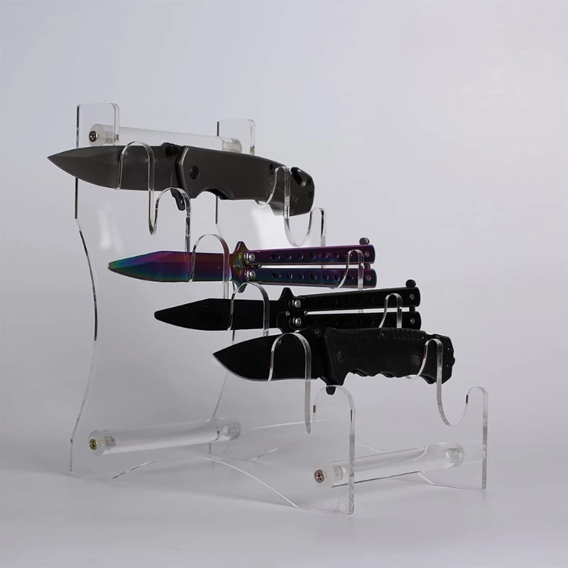 6 Slots Knives Display Stand Clear Acrylic Knife Display Rack Holder Pen Storage for Kitchen Show