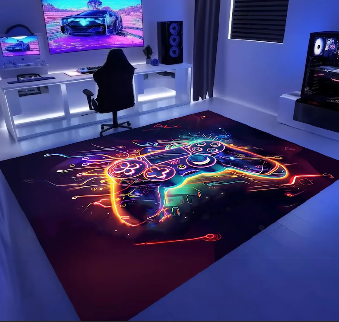Gamer Area Rug Colorful Game Console Soft Carpet Living Room, Bedroom, Home Decor, Carpet