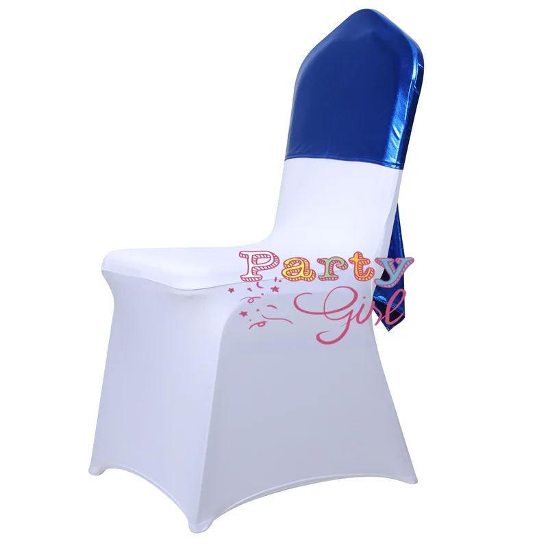 Royal Blue Color 70x130cm Mettalic Bronzing Spandex Chair Cap Cover Lycra Stretch Chair Covers Hood For Wedding Event Decoration