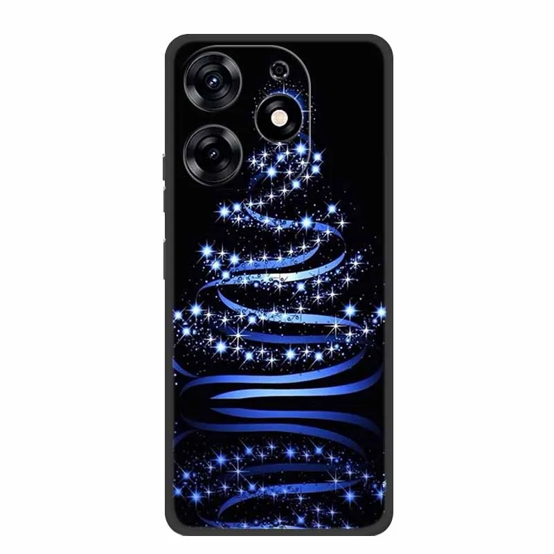 สําหรับ Tecno Spark Go 2024 กรณี Merry Christmas Xmas สีดําซิลิคอนนุ่มปกหลังสําหรับ Tecno Spark 10 Pro 10C POP 8 โทรศัพท์กรณี