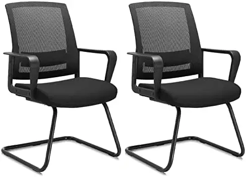 Office Guest Chair with Lumbar Support and Mid Back Mesh Space Air Grid Series for Reception Conference Room 2 Pack