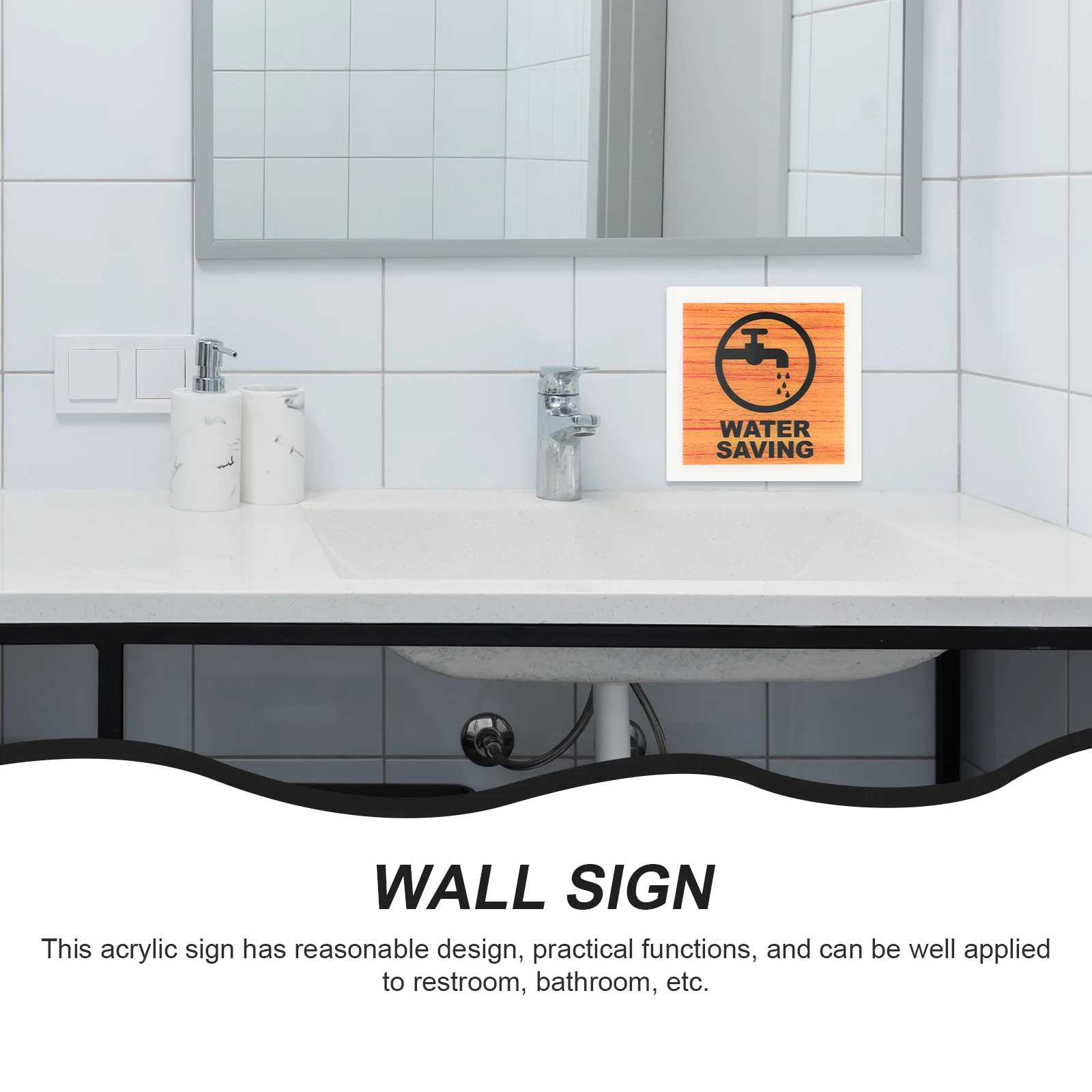 

Water Saving Signage Caution for Room Wireless Signs Floor Attention Car Acrylic Slow down Trash Decor Man Hanging Slippery Wet