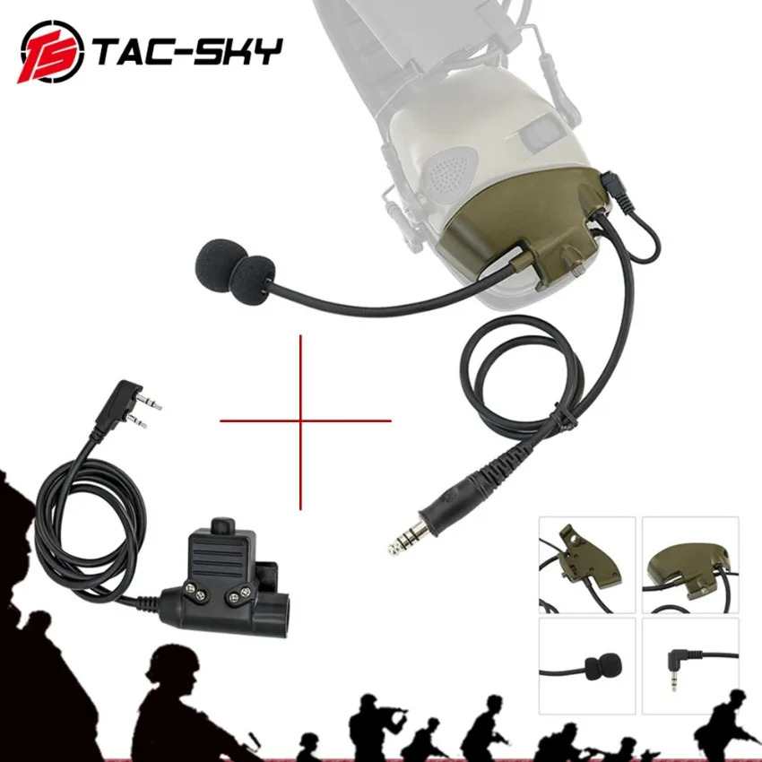 Tactical External Microphone Adapter with U94 PTT, compatible with Howard Leight Impact Sport air rifle shooting headphones
