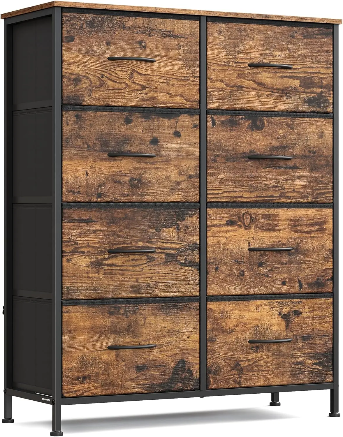 

Dresser for Bedroom, Chest of Drawers with 8 Fabric Drawers, Steel Frame, Storage Organizer for Closet Entryway, Rustic Brown