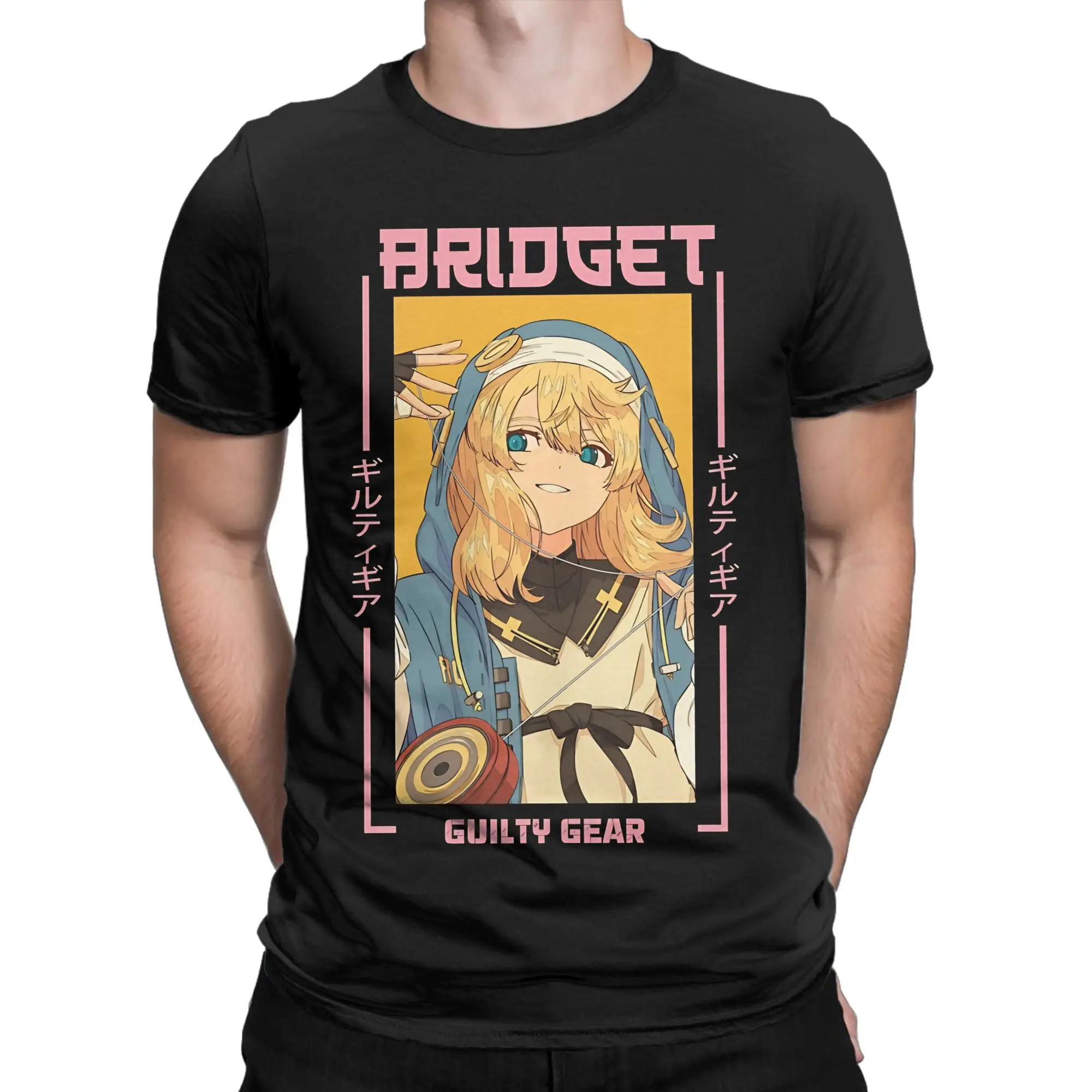 Bridget Guilty Gear Classic yellow painting Novelty 100% Cotton T-Shirt guilty gear bridget Tops Tees For Men
