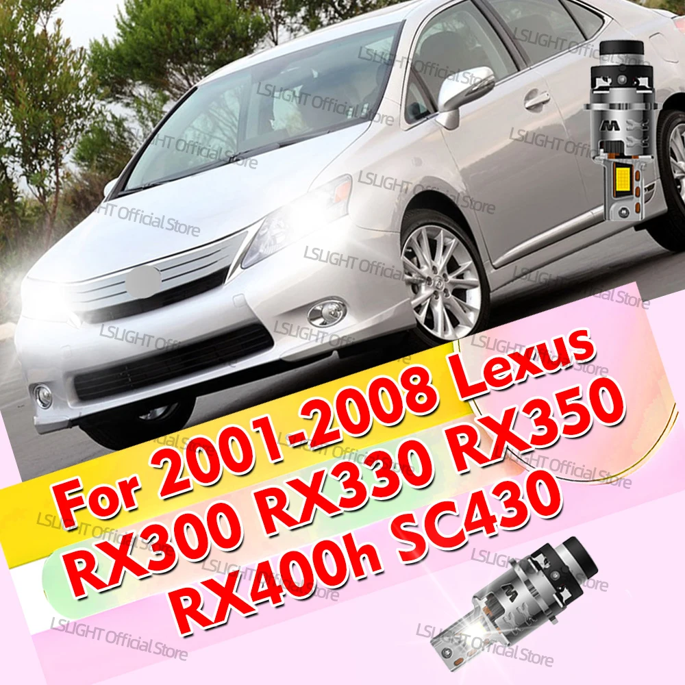 2x Super Bright LED Headlights D2S D2R Head Lamps 30000LM For 2001-2008 Lexus RX300 RX330 RX350 RX400h SC430 2002-2005 2004 2003
