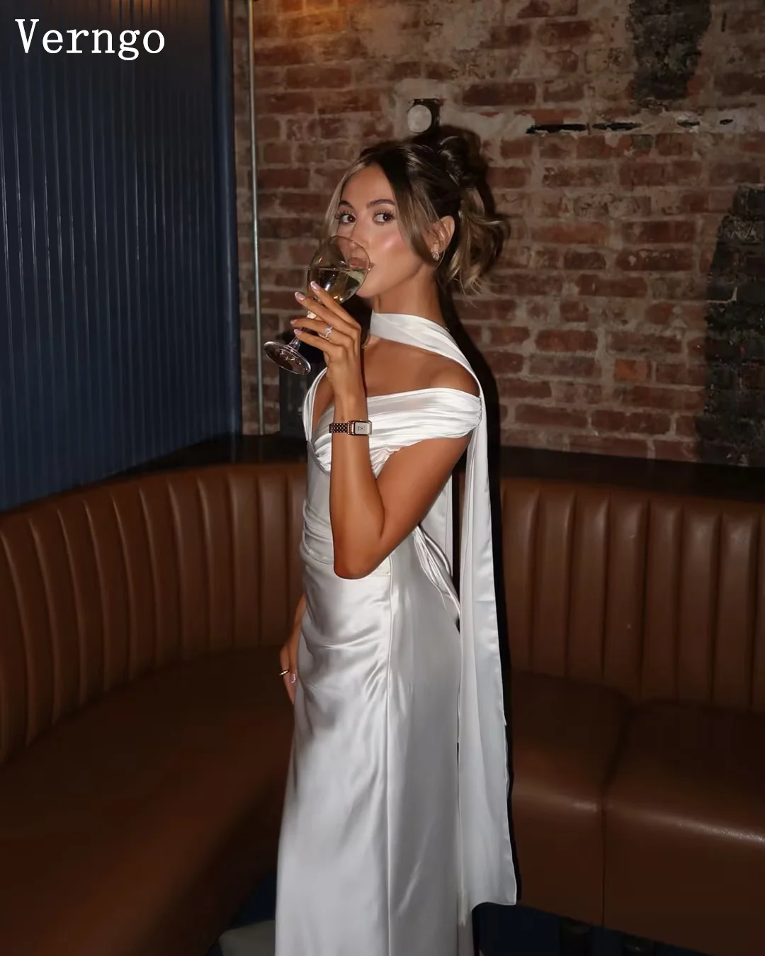 Verngo lvory Satin Wedding Dress Off The Shoulder Mermaid Bridal Gowns Simple Pleated Prom Bride Dresses Customized