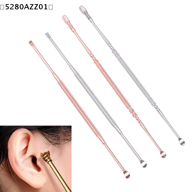 Double Head Ear Wax Removal Cleaner Double End Earwax Remover 360° Cleaning Ear Pick Stainless Steel Ear Care Tools