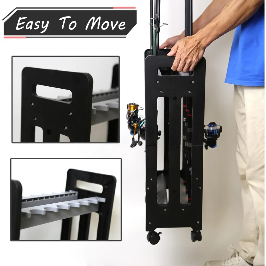 Soporte para caña de pescar para almacenamiento en garaje: estante vertical diseñado para organizar hasta 16 combos de caña y carrete Durable FloorStanding De