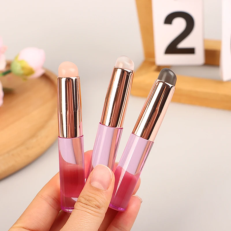 Pincel de silicona para labios, corrector en ángulo, herramienta de maquillaje, portátil, cabeza redonda como las puntas de los dedos, pincel de lápiz labial suave