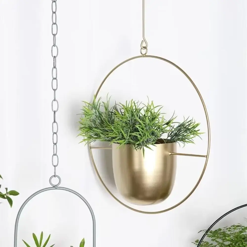 Modern Iron Plant Pot Hanging Bucket with Hook Plant Hanging Basket Succulent Plant Flowerpot Home