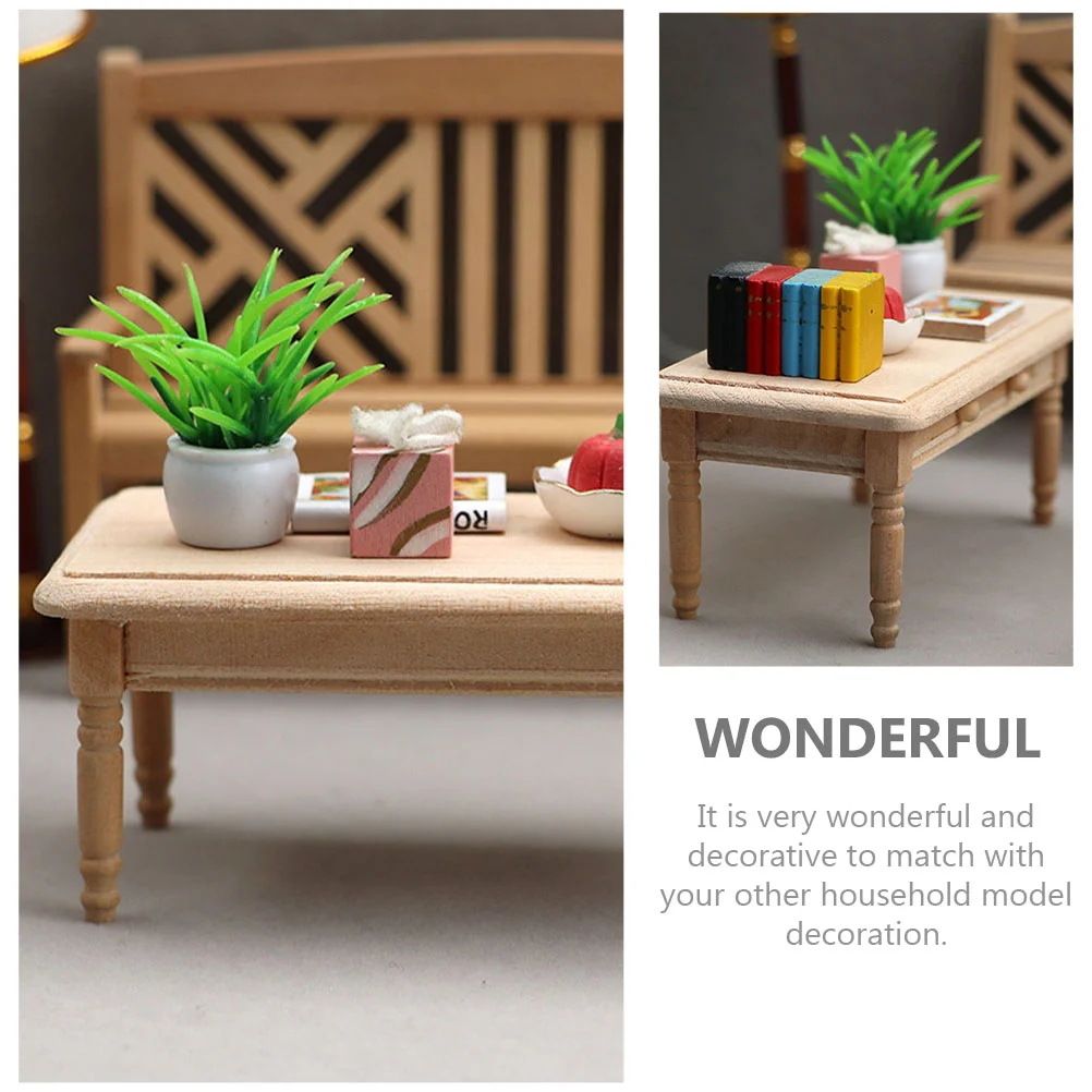 Plain Blank Coffee Table Desk Tea Model Mini House Adorn Decor End Uncolored Wooden Small Unpatterned