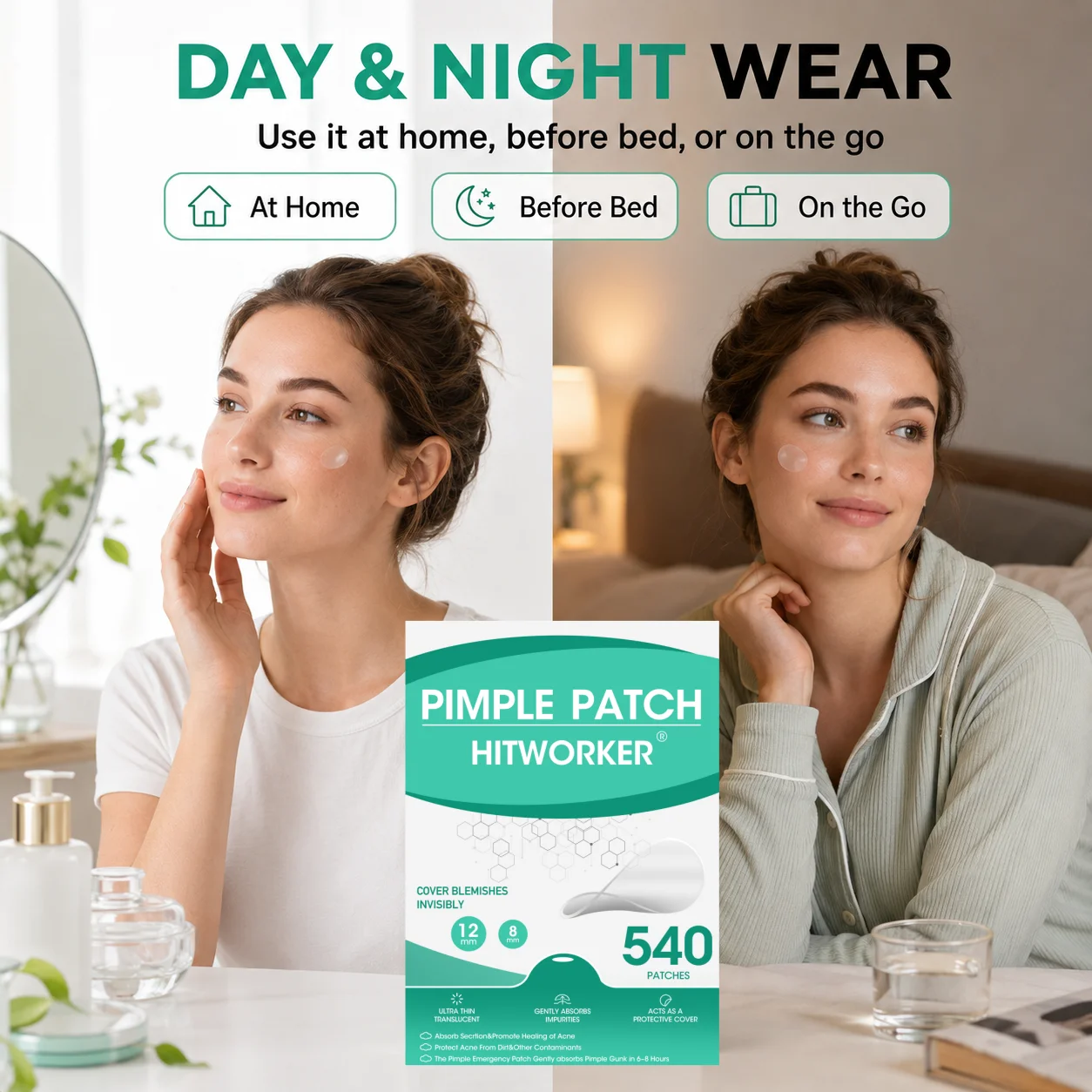 Hydrogel acne patch, 540patch/box, a patch that can effectively remove facial secretions, suitable for men and women