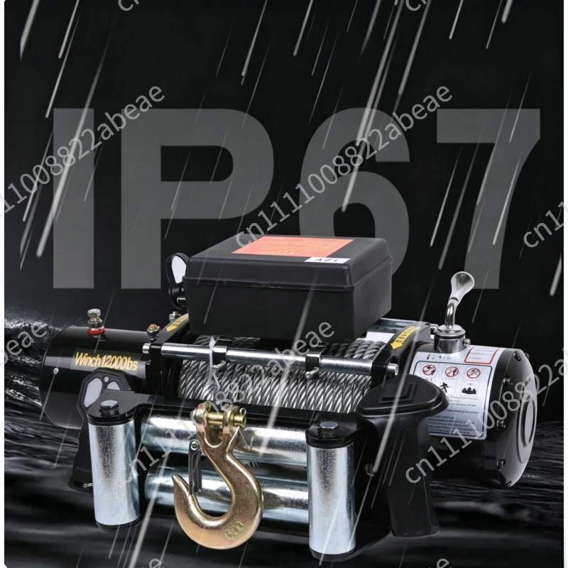 Self-rescue winch, 3000 pounds, 12V 24V electric winch for towing crane