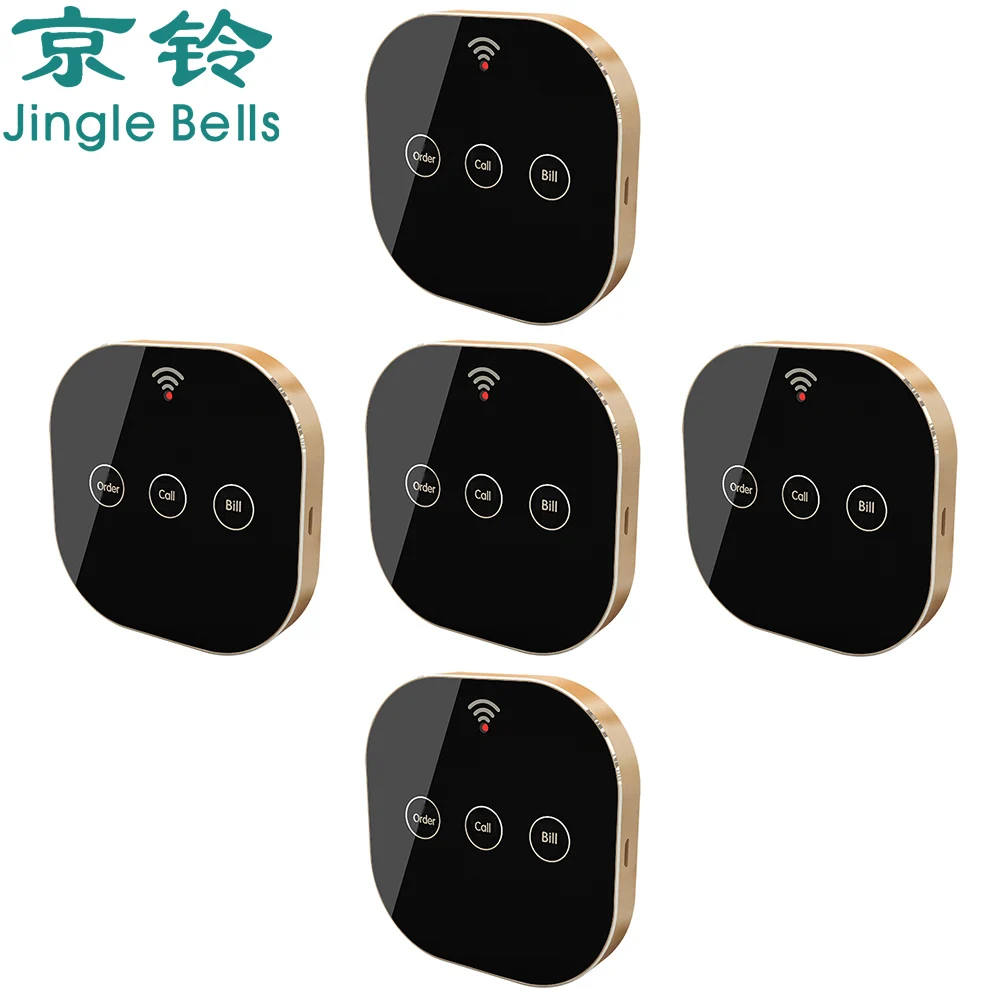 

JINGLE BELLS Rechargeable Wireless Calling System Touch Sensitive Call Button Bell for Restaurant, Bar, Cafe, Hospital, Clinic