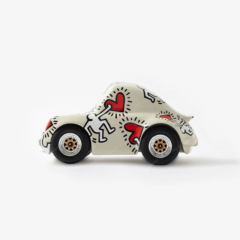 （In Stock）On Wheels x Keith Haring Limited Edition 1:24 Art Resin Car Model, Creative Art Collection