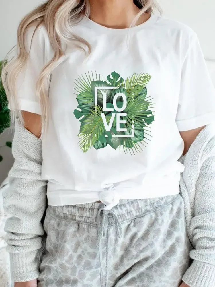 Love Beach Plant Trend Short Sleeve T Top Graphic Tee Print Women Summer Cartoon Shirt Female T-shirtsFashion Clothing