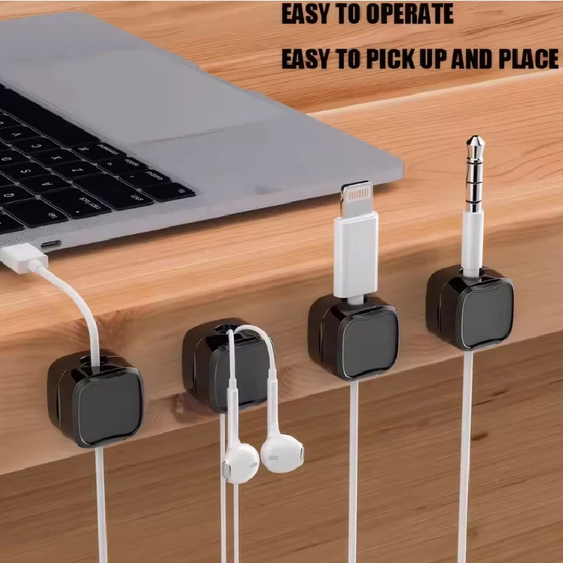 Smooth Pulling Magnetic Cable Clips Self-Adhesive Charging Wire Holders for Car Home Office Organizational Supplies