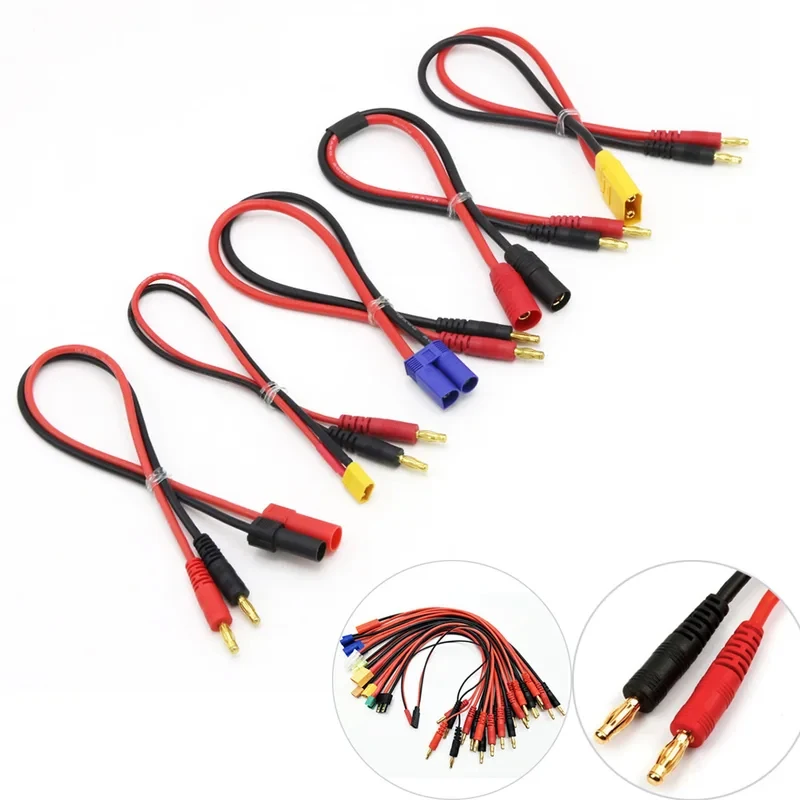 Cable de Carga Imax B6 con Conector Banana de 4.0mm a Conector T EC3 EC5 XT30 XT60 XT90 MPX TRX AS150 con Cable de Silicona de 30CM para Baterías Lipo RC