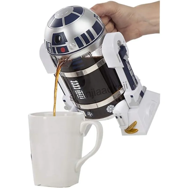 Popular.NBCDY Hand Coffee Machine, Creative Robot R2D2 Mini Stainless Steel Filter Coffee Maker, Home Insulation Pressure Pot