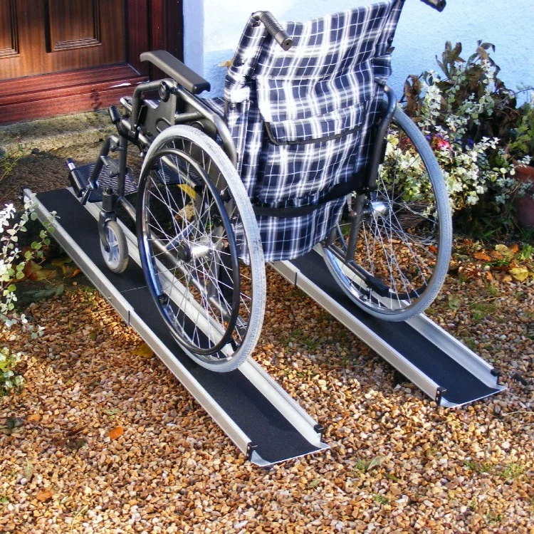Portable Aluminum Wheelchair Ramp, Telescopic Folding Access Ramp for Steps and Curbs, Lightweight Carrying Cane Ramp
