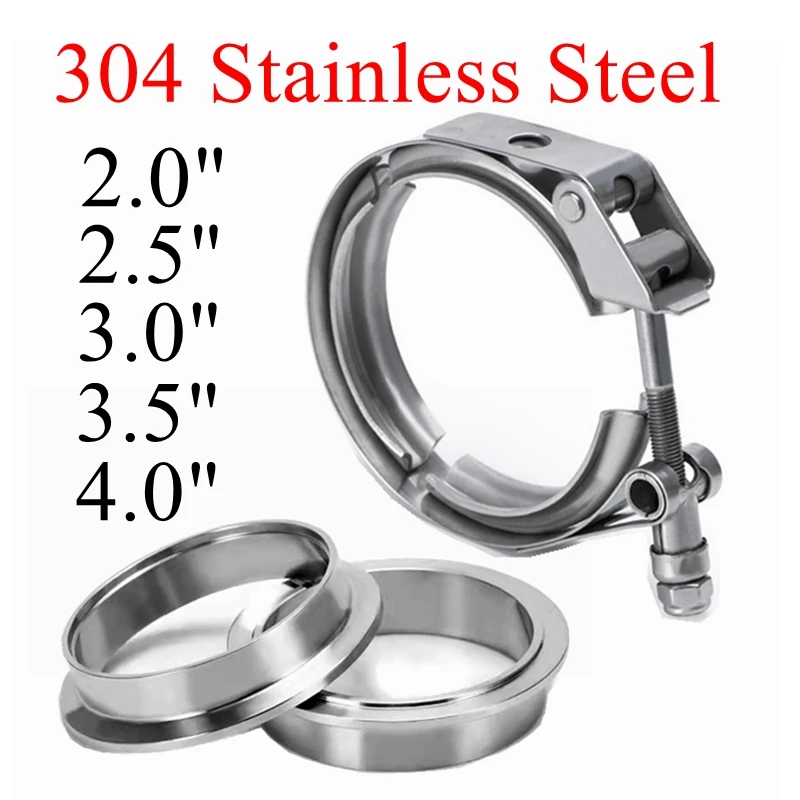 304 Stainless Steel V Band Exhaust Clamp 2 inch 2.5 inch 3 inch 51mm 63mm 76mm Exhaust Flange vband clamp V-Band Muffler Clamp