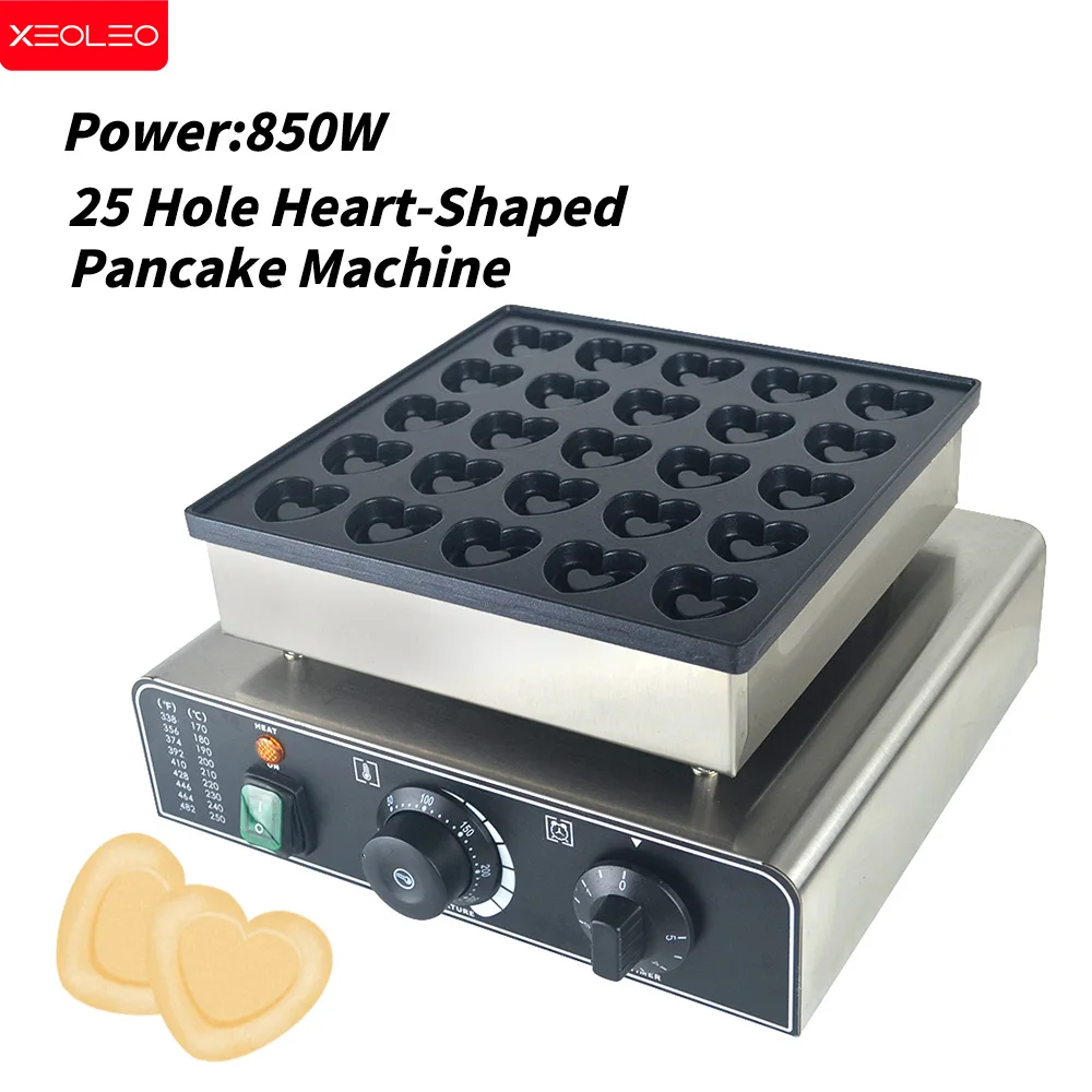 XEOLEO Elektrisches herzförmiges Waffeleisen 850 W 25 Löcher Mini Dutch Pancake Maker Dutch Poffertjes Grill Muffin