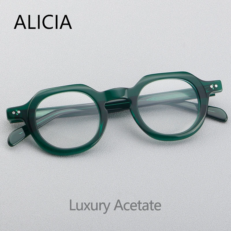 

ALICIA Men' Fashion Retro Round Eyeglasse Small Size Glasses Acetate Eyewear Optical Prescription Frames New