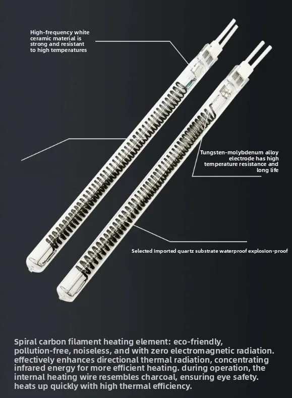 Infrared Carbon Fiber Single-Head Outlet Heating Tube Barbecue Grill Single-End Electric Heating Tube