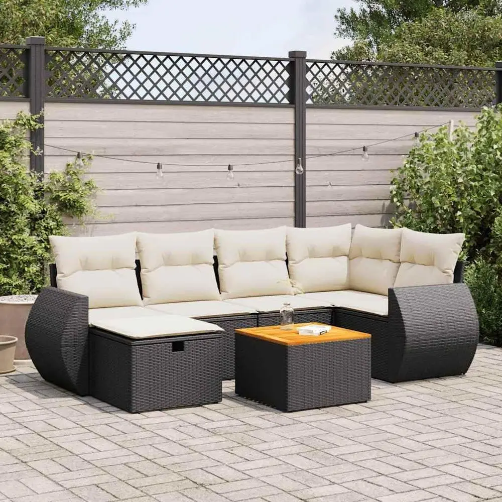 

7-Piece Outdoor Patio Furniture Set with UV-Protected Rattan & Water-Resistant Cushions, Suitable for 6, Available in Black, Bro