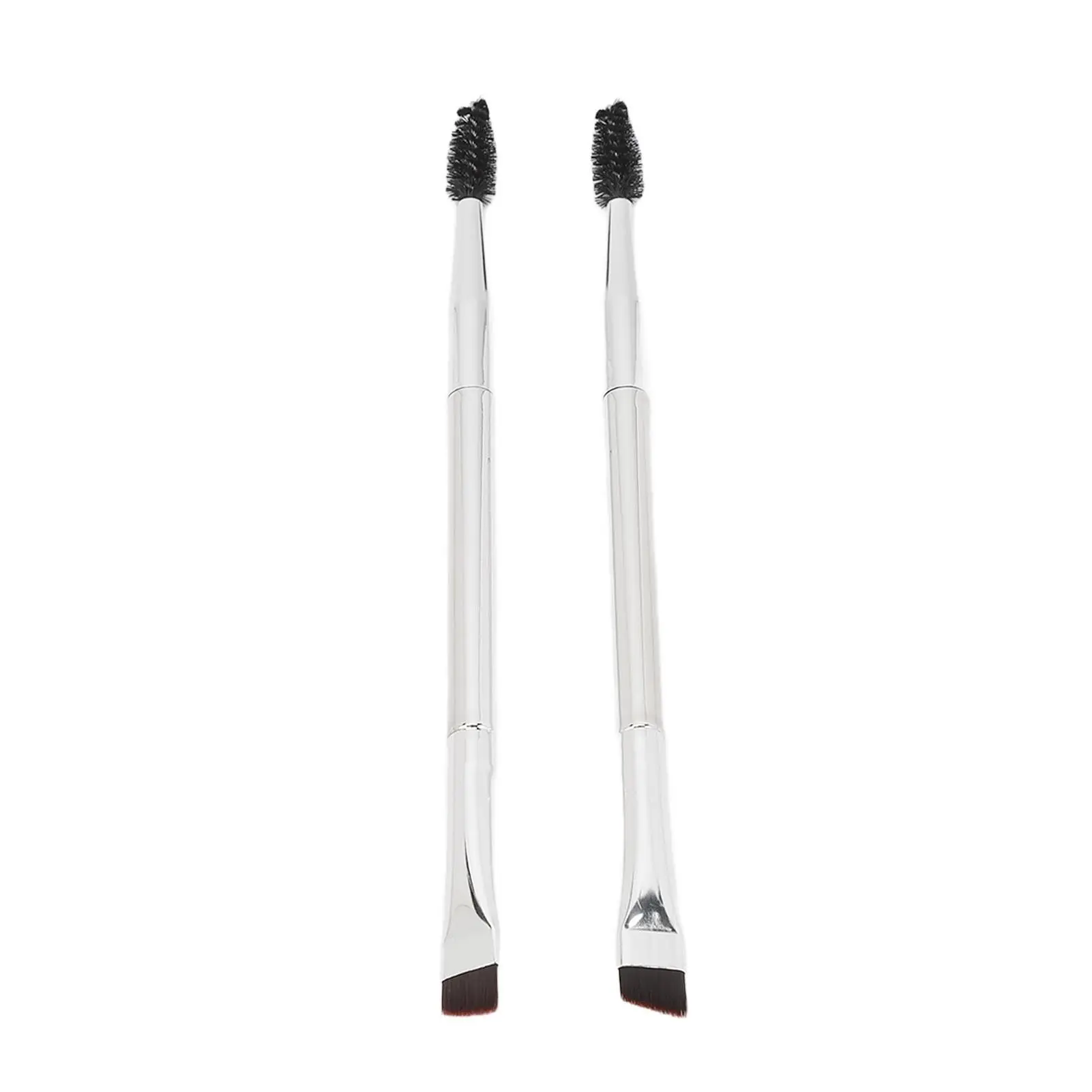 Escova de sobrancelha de ponta dupla, maquiagem de cabelo macio, espiral angular, escova de cílios, conjunto de ferramentas cosméticas, 2 peças