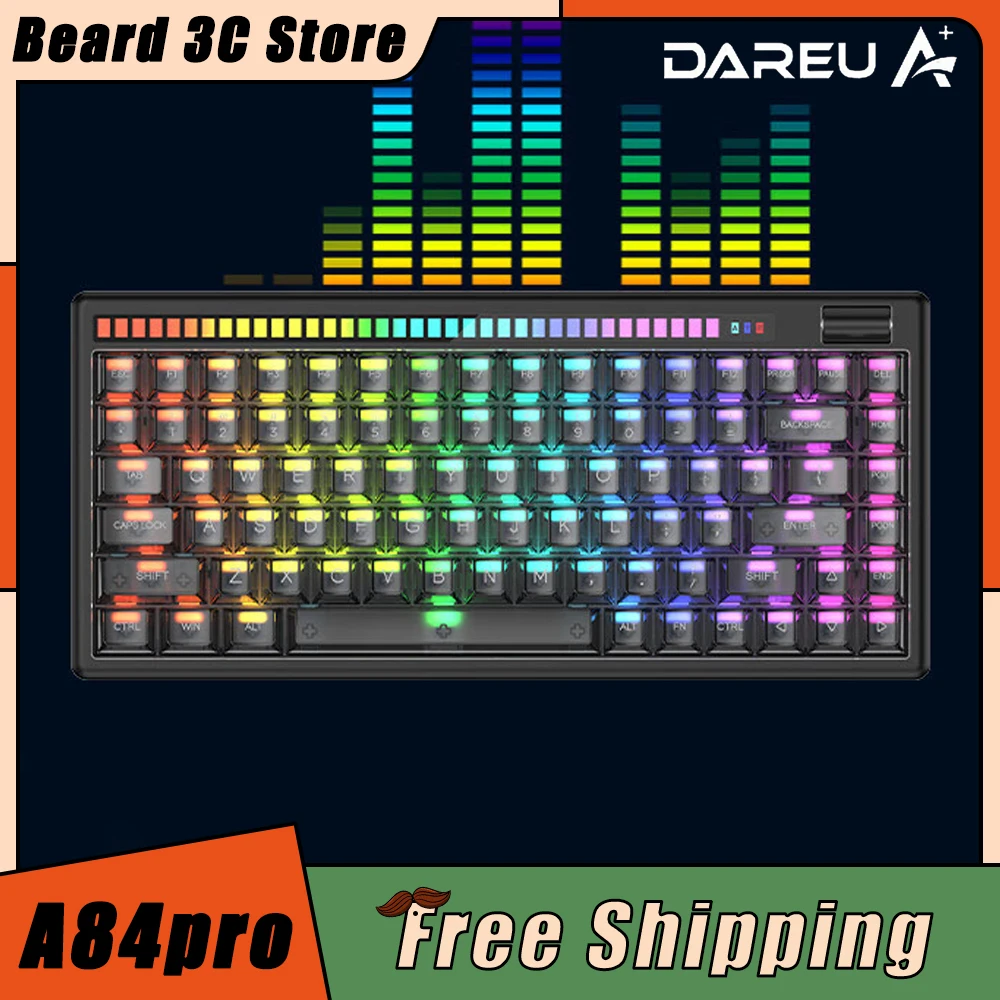 

DAREU A84pro Mechanical Keyboard Multifunctional Roller Aluminium Alloy RGB Bar Three Mode Wireless Gaming Keyboard Pc Gamer