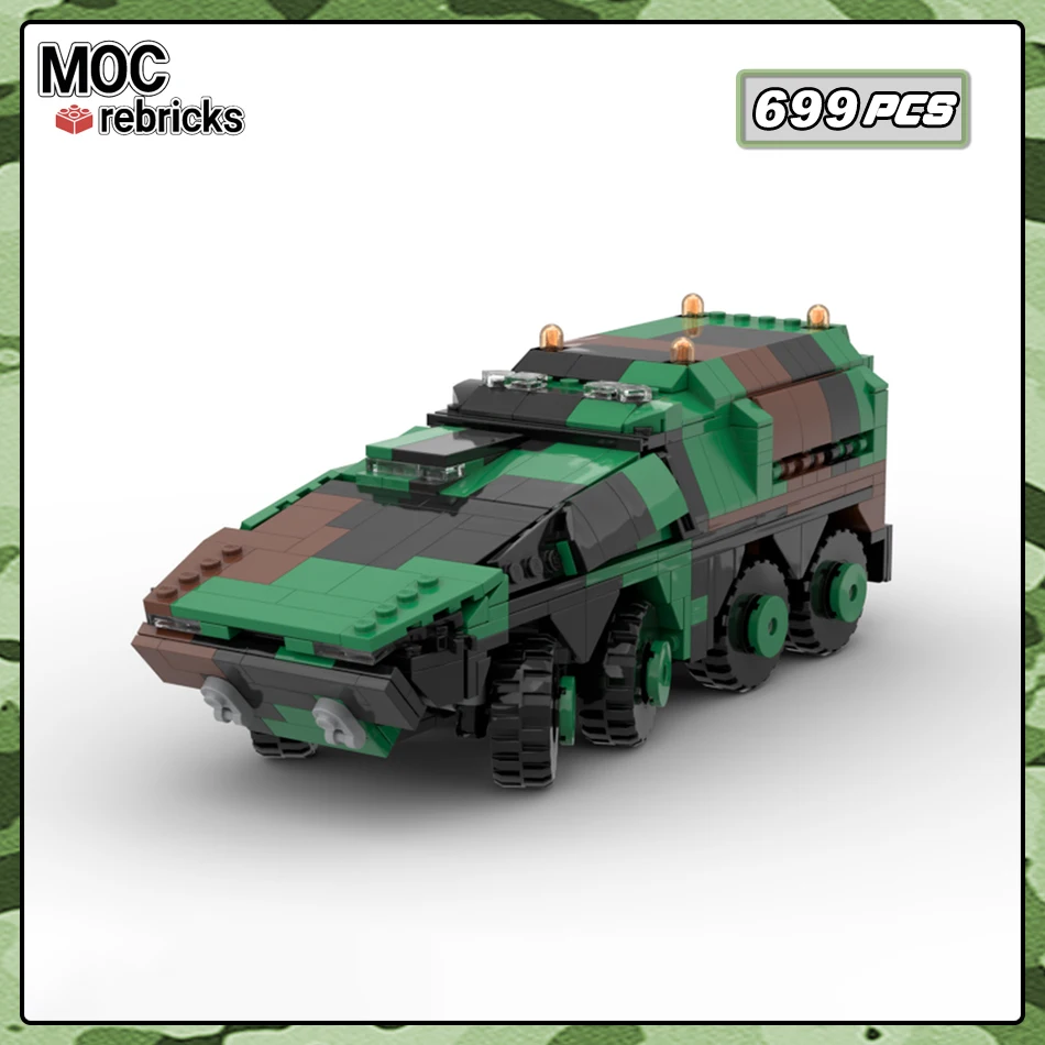 MOC-197623 Military Weapon Series GTK Boxer Tank MOC Building Blocks Advanced Armored Vehicle Model DIY Creative Bricks Kid Toy