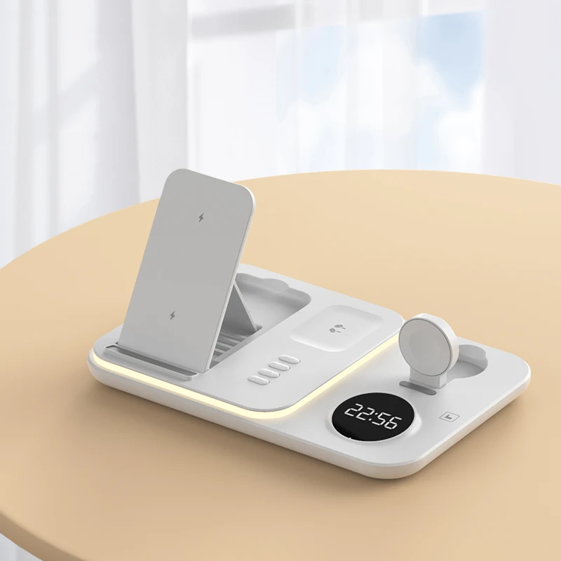 5 in 1 Wireless Charger Station for iPhone 17/16/15/14 Pro, Apple Watch Series,AirPods-Fast Charging Dock with RGB Color Lights